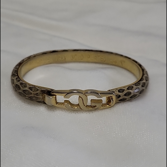 Vtg 1970 Gucci 24Kt. Gold Plated Snake Bangle - Picture 3 of 8